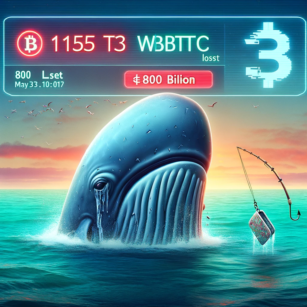 あるクジラが5月3日、フィッシング攻撃により1155WBTC（8000億円相当）を失った。